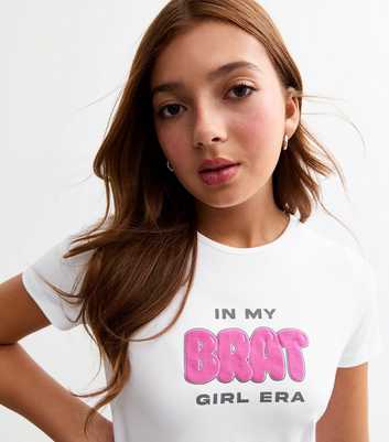 Girls White Brat Girl Cotton Baby Tee T-Shirt