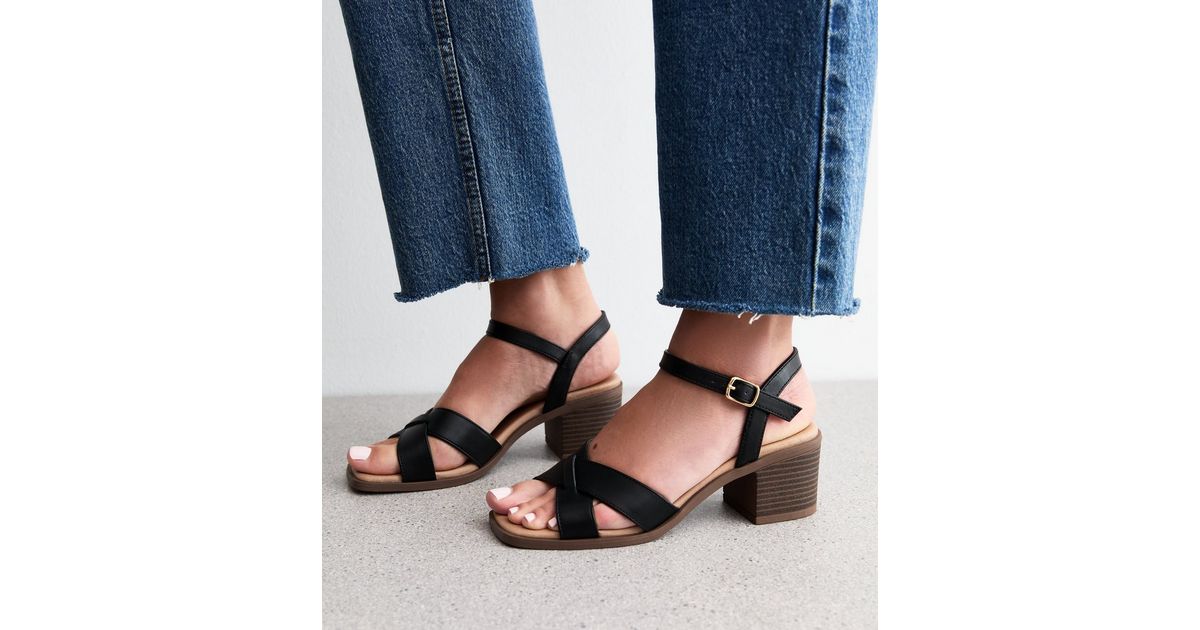 Block-Heel Genuine Leather Embellished Sandals main image 0