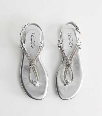 Silver Faux Leather Diamante Embellished Sandals