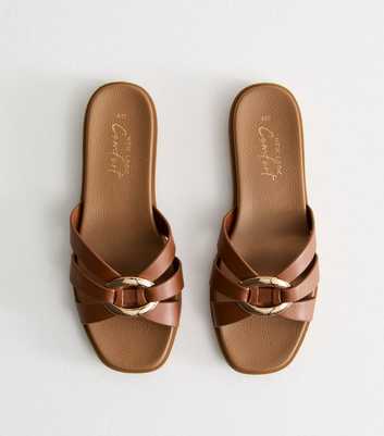 Tan Brown Multi Strap Flat Sandals