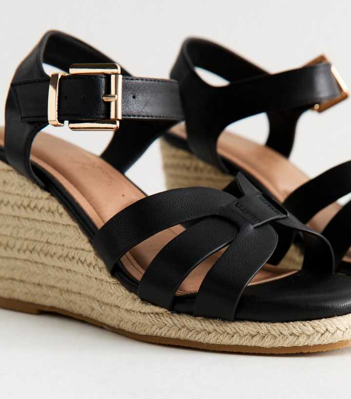black wedge wide fit wedge trainers