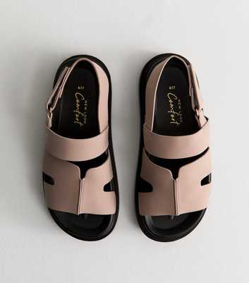 Pink Faux Leather Chunky Strap Sandals