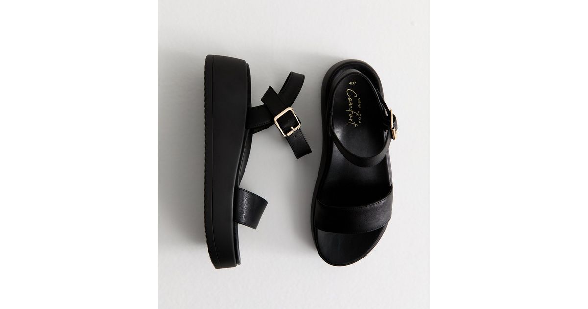 Black Faux Leather Sandals main image 0