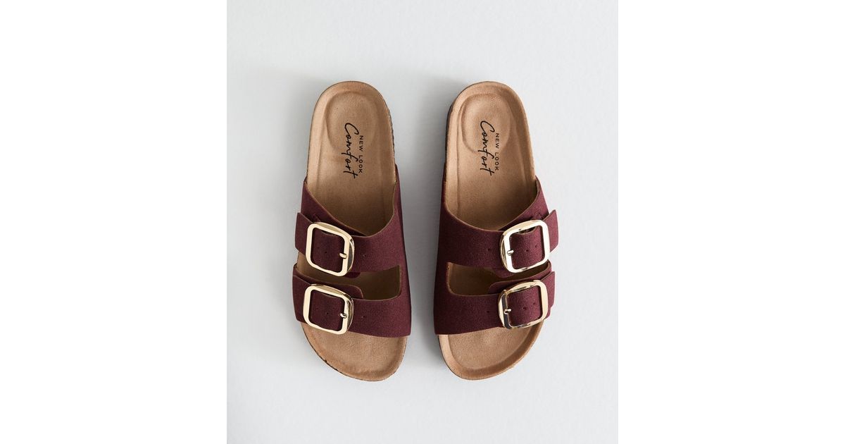 SANDALS BURGUNDY SUEDE CALFSKIN