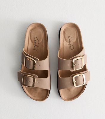 Mink Faux Leather Buckle Strap Sandals | New Look