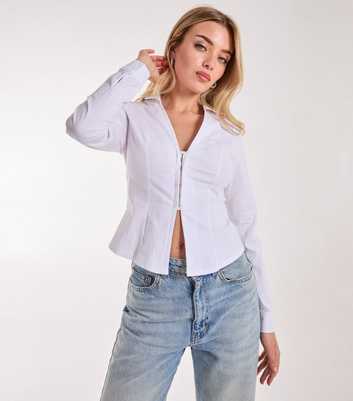 Pink Vanilla White Fitted Crop Shirt