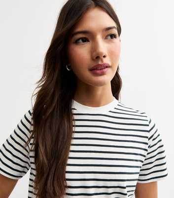 White Striped Cotton Jersey T-Shirt