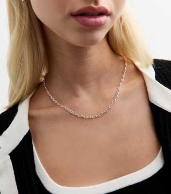 Silver Tone Oval Link Necklace 