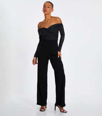 QUIZ Black Off Shoulder Two Part Jumpsuit 