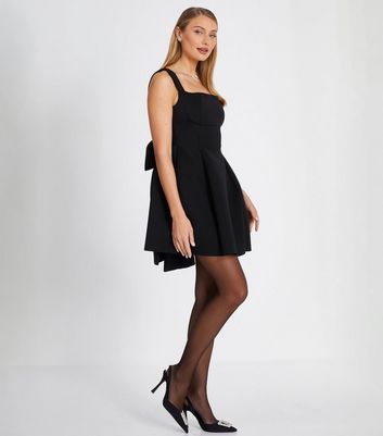 Quiz black skater dress best sale