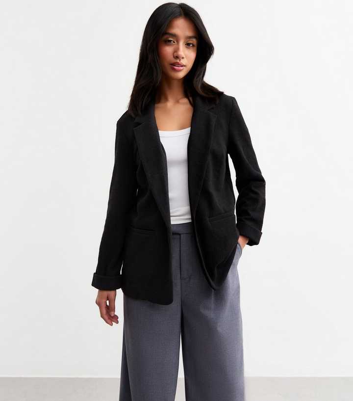 Petite Black Textured Blazer