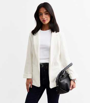 Petite White Textured Blazer