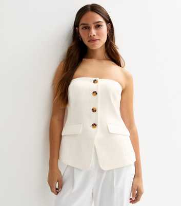 Petite White Bandeau Button Front Waistcoat