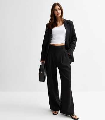 Black Wide Leg Tailored Trousers