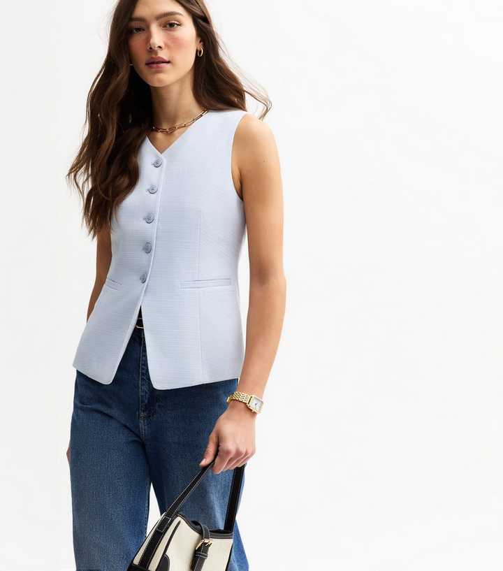 Light Blue Textured Waistcoat