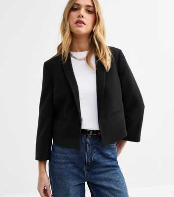 Black Cropped Blazer Jacket