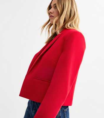 Red Cropped Blazer Jacket
