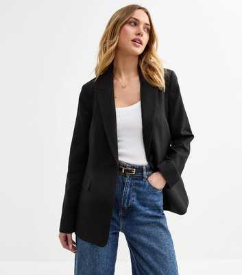 Black Linen Blend Blazer