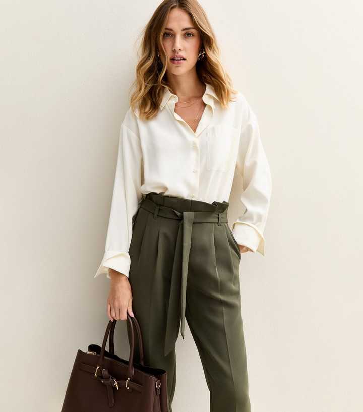 Olive Green Paperbag Trousers