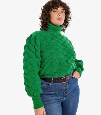 Apricot Curves Green Bubble Knit Jumper