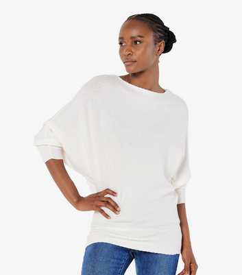 Apricot White Textured Knit Batwing Jumper