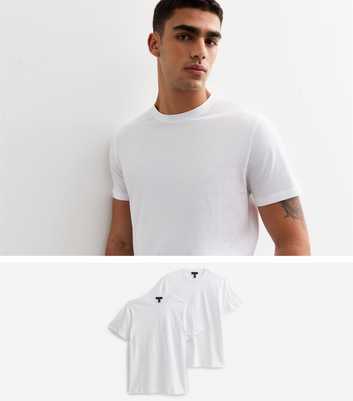 2 Pack of White Regular Fit Cotton T-Shirts