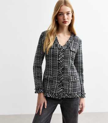 Black Checked Bouclé Blazer