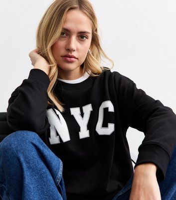 Black NYC Print Sweatshirt New Look