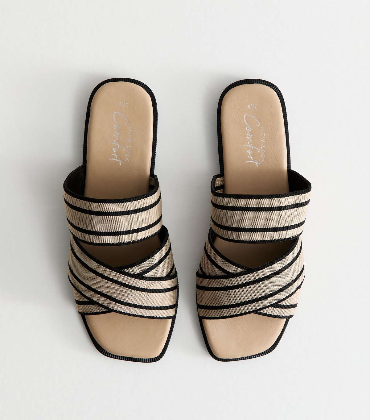 Women's Off White Striped Crossover Strap Mules New Look