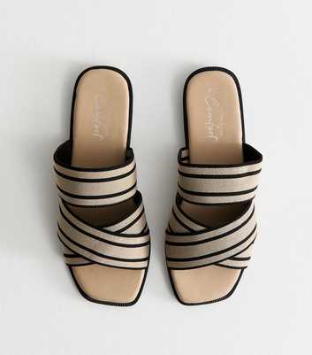 Off White Striped Crossover Strap Mules