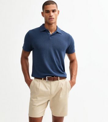 Khaki Shorts Navy Shorts Outfit Mens Stone Regular Pleated Front - Main Image