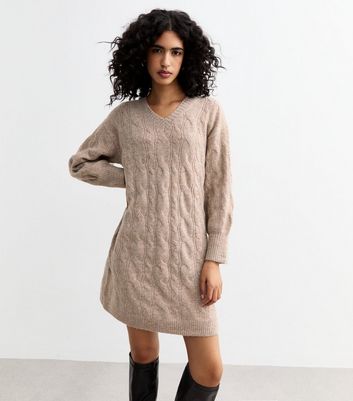 Cable Knit Jumper Dress Knitwear Prettylittlething Oversized Cable