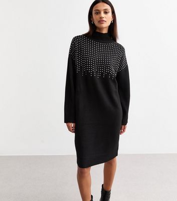 Sunshine Soul Black Studded Jumper Dress New Look