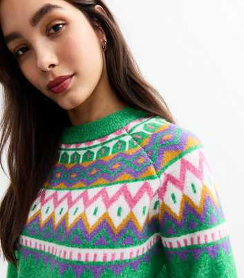 Sunshine Soul Green Fairisle Pattern Jumper