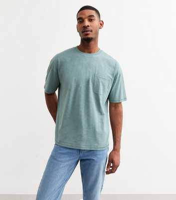 Bright Blue Oversized Chest Pocket Jersey T-Shirt