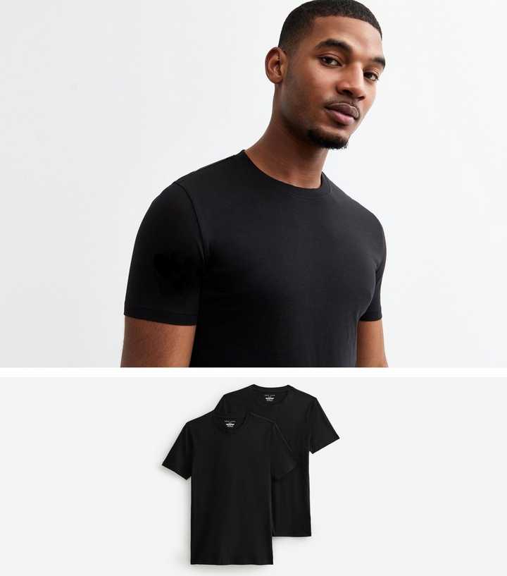2 Pack Black Muscle Fit T-Shirts