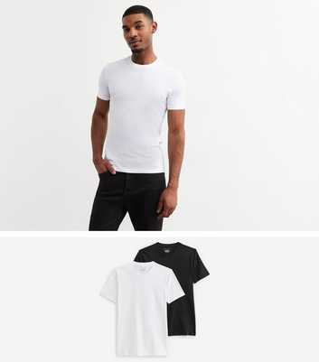 2 Pack Black/White Muscle Fit T-Shirts