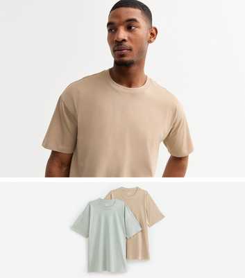 Brown/Blue Pack of 2 Crew Neck Relaxed T-Shirts