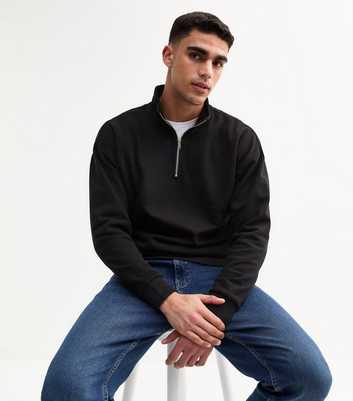 Black Regular Quarter Zip Sweatshirt