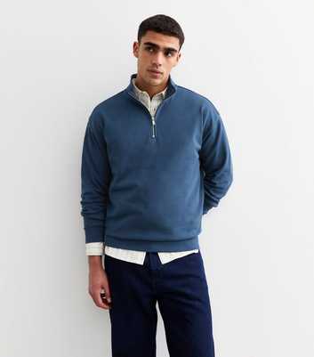 Navy Regular Quarter Zip Sweatshirt