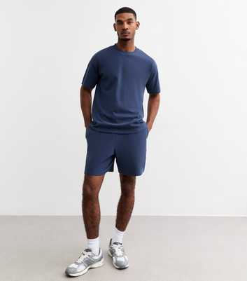 Navy Regular Waffle Jersey Shorts