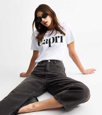 Washed Black Adalae Wide Leg Cropped Jeans