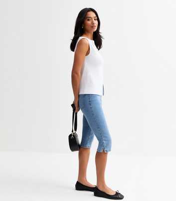 Petite Blue Denim Capri Trousers