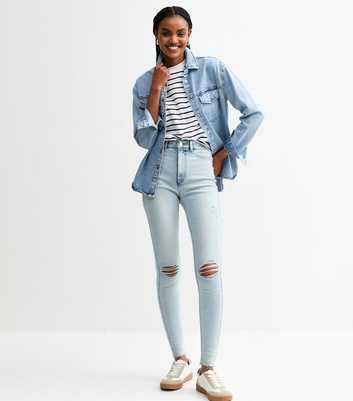 Tall Light Blue Halli Ripped Slim Leg Jeans