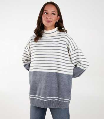 Blue Vanilla Grey Knit Striped Jumper