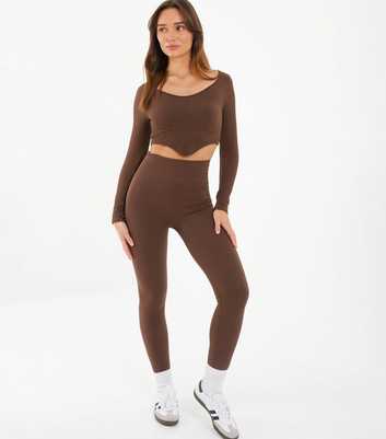 QUIZ Chocolate Knit Leggings