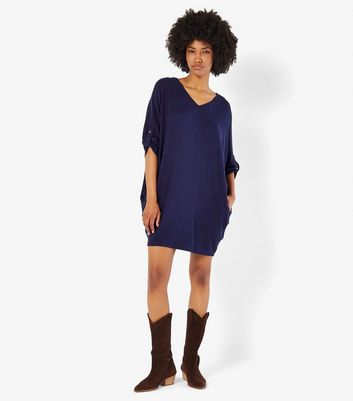 Apricot Navy Batwing Mini Dress New Look