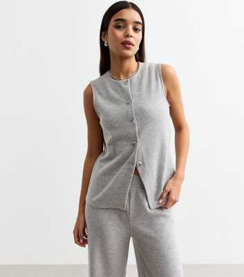 Grey Soft Touch Ribbed Crew Neck Waistcoat