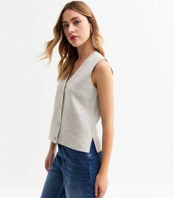 Grey Side Slit Buttoned Waistcoat