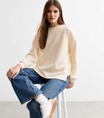 Cream Side Slit Oversized Sweatshirt